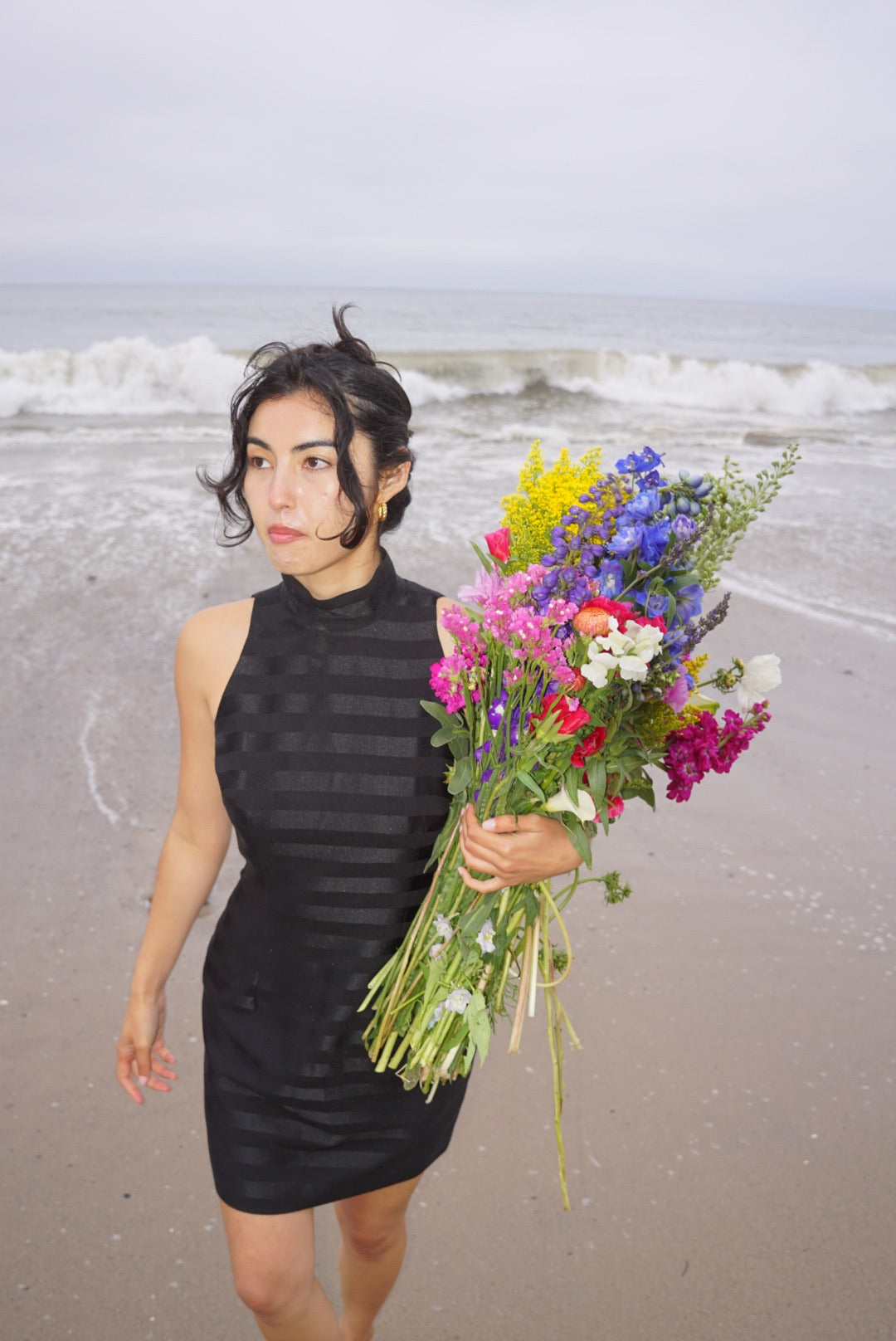 Carmen Marc Valvo 90's/Early 2000's Striped LBD