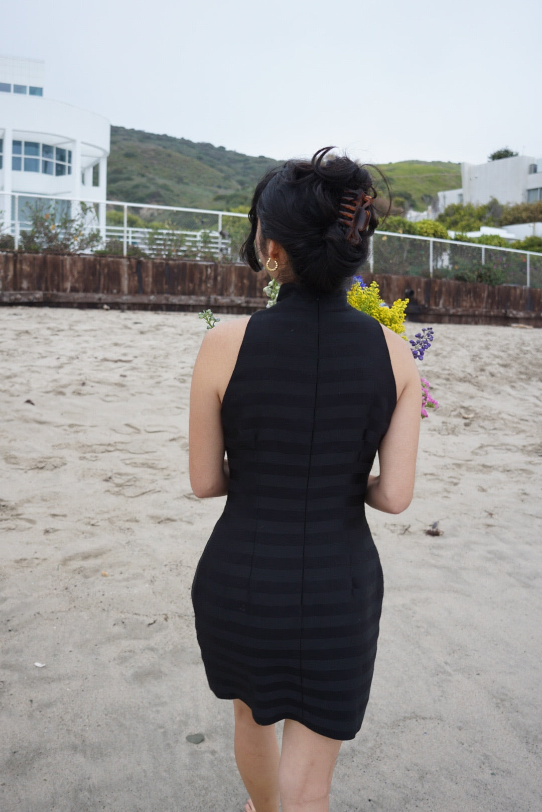 Carmen Marc Valvo 90's/Early 2000's Striped LBD