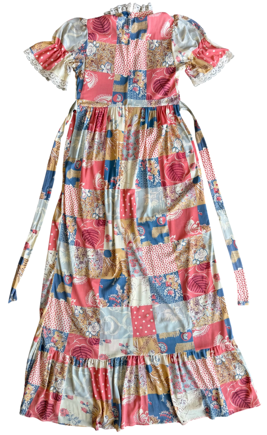 70's Patchwork Print Prairie Dress