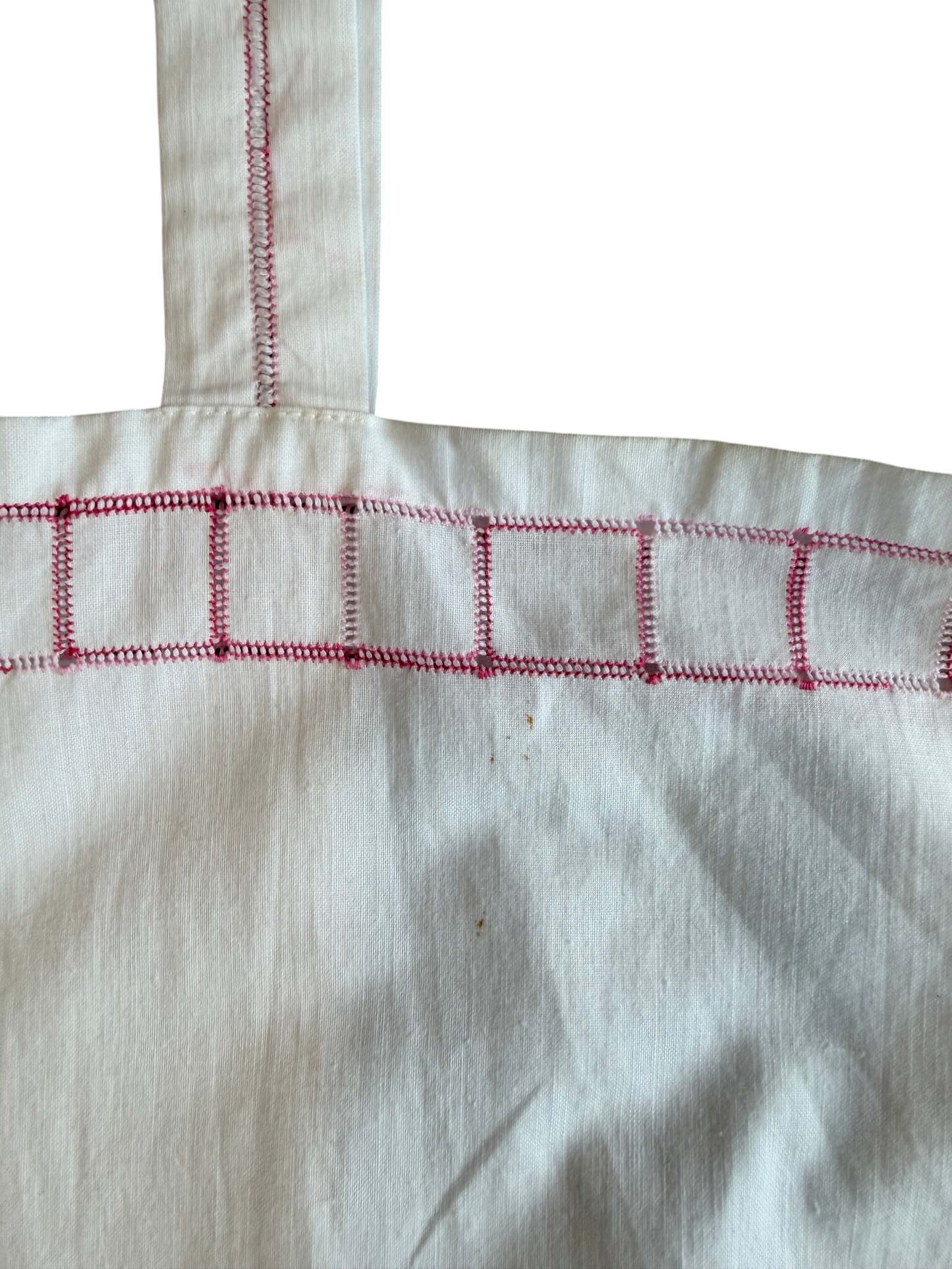 Antique White Slip Dress with Red Embroidery