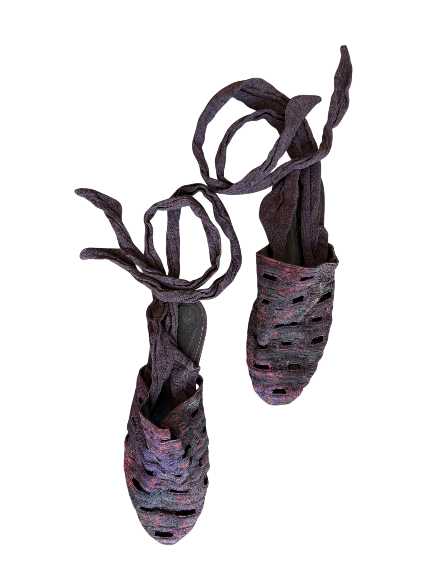 Romeo Gigli Purple Woven Wrap Sandals