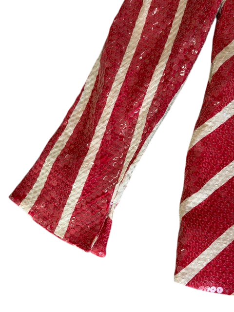 David Hayes Red Striped Sequin Jacket