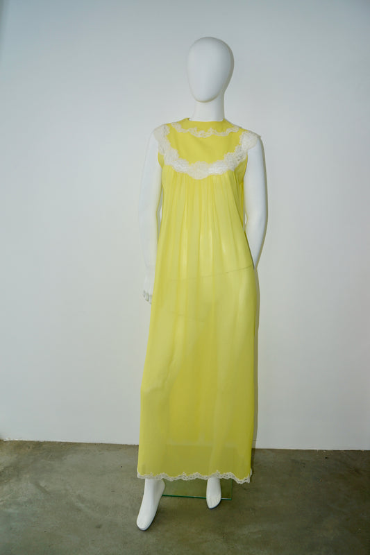 Sunshine Yellow 1960's Peignoir Slip