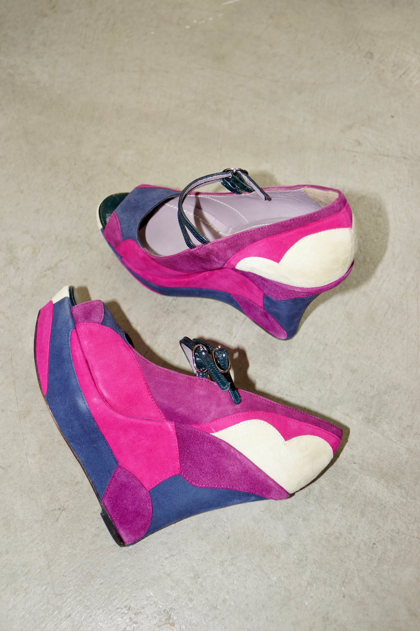 Sonia Rykiel Colorblock Suede Wedges