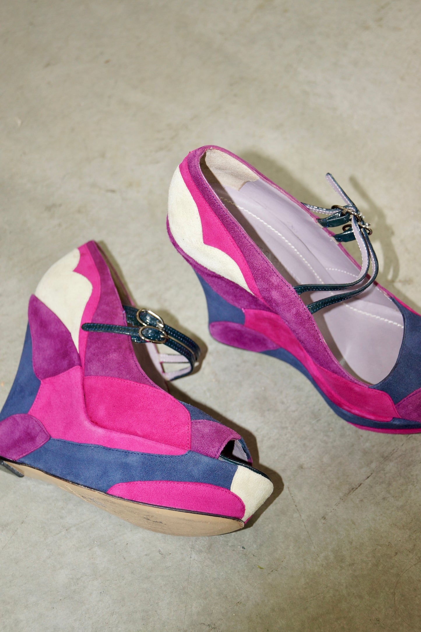 Sonia Rykiel Colorblock Suede Wedges