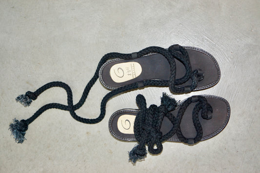 Romeo Gigli Black Rope Sandals