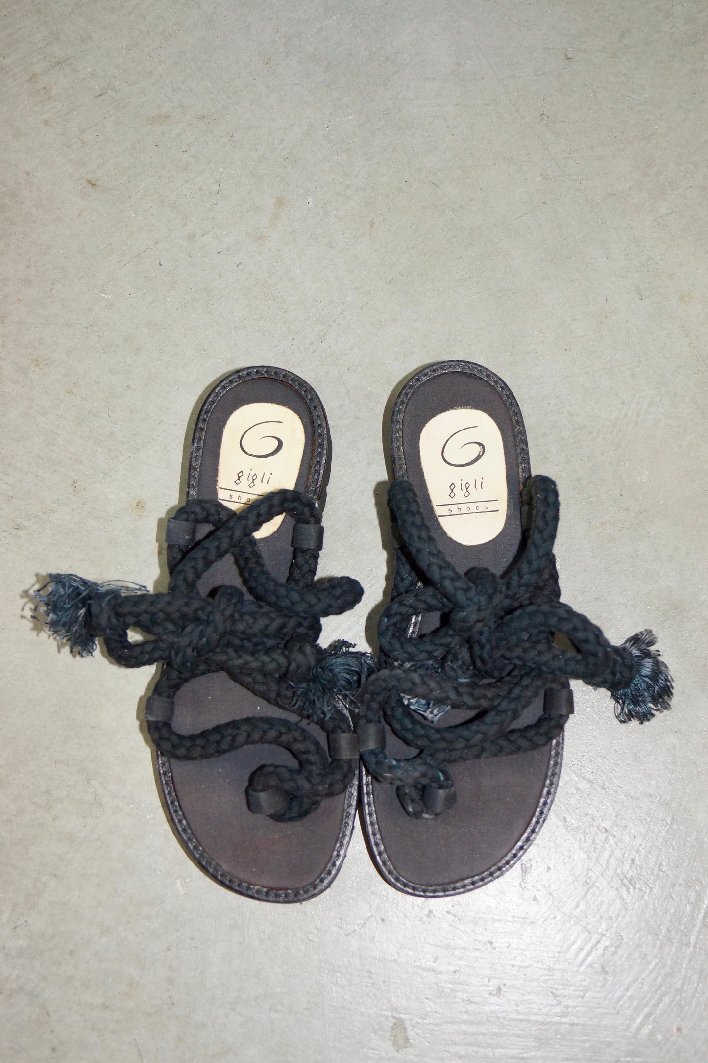 Romeo Gigli Black Rope Sandals