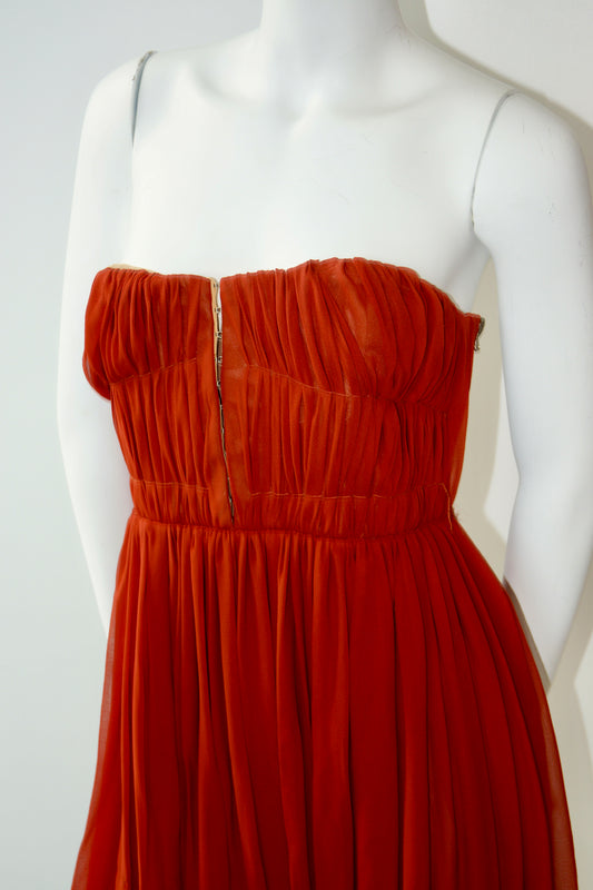 Carven Strapless Silk Mini Dress