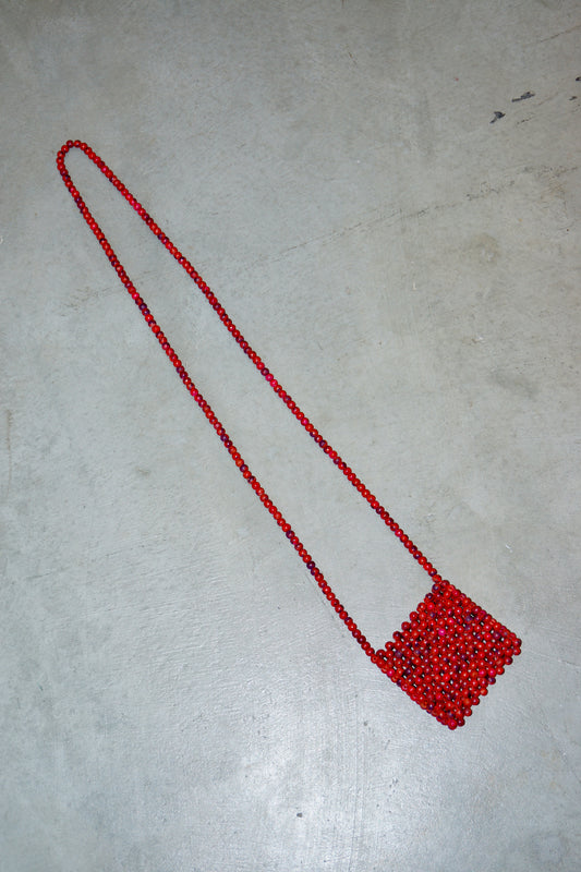 Romeo Gigli Red Wooden Bead Bag