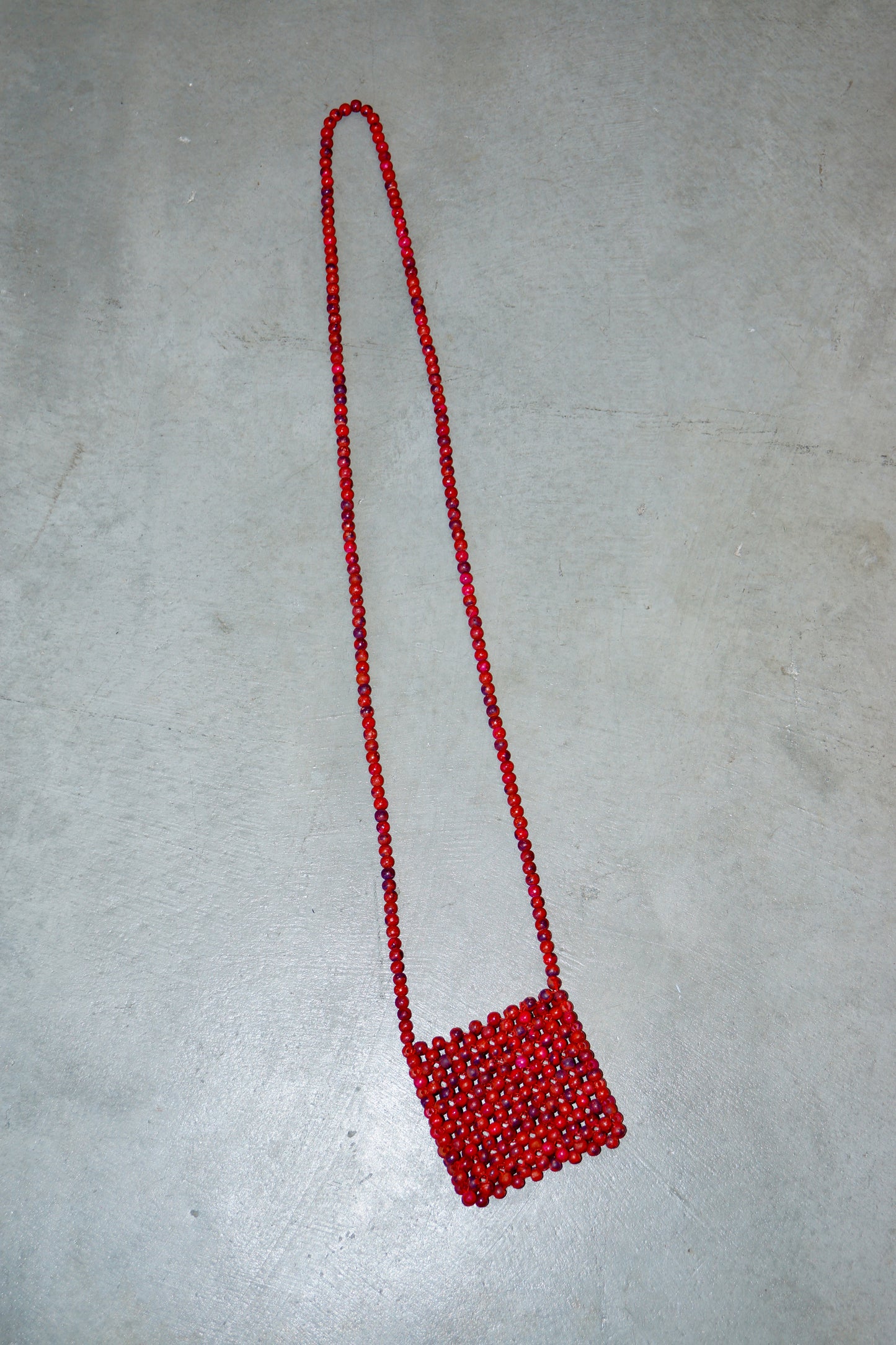 Romeo Gigli Red Wooden Bead Bag