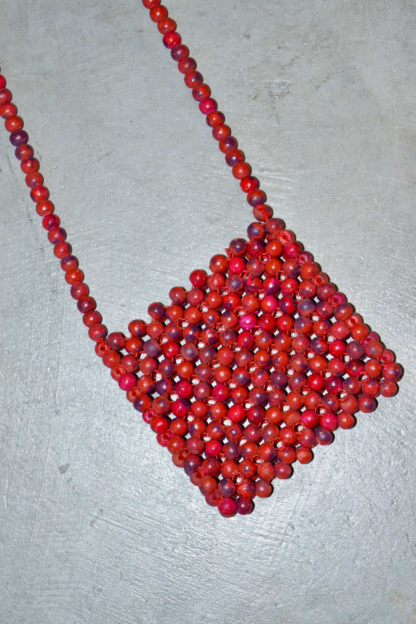 Romeo Gigli Red Wooden Bead Bag