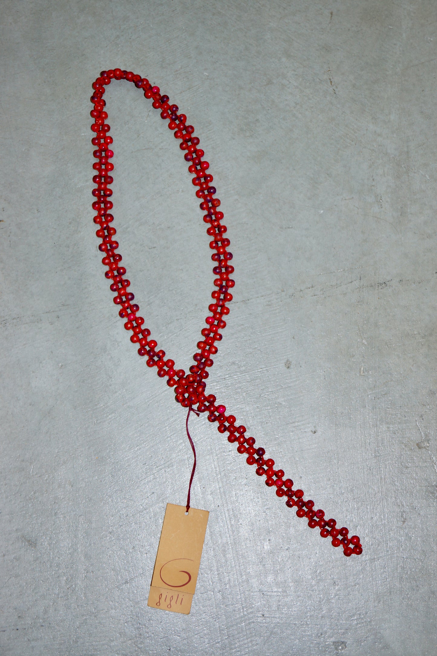Romeo Gigli Red Wooden Bead Belt or Necklace