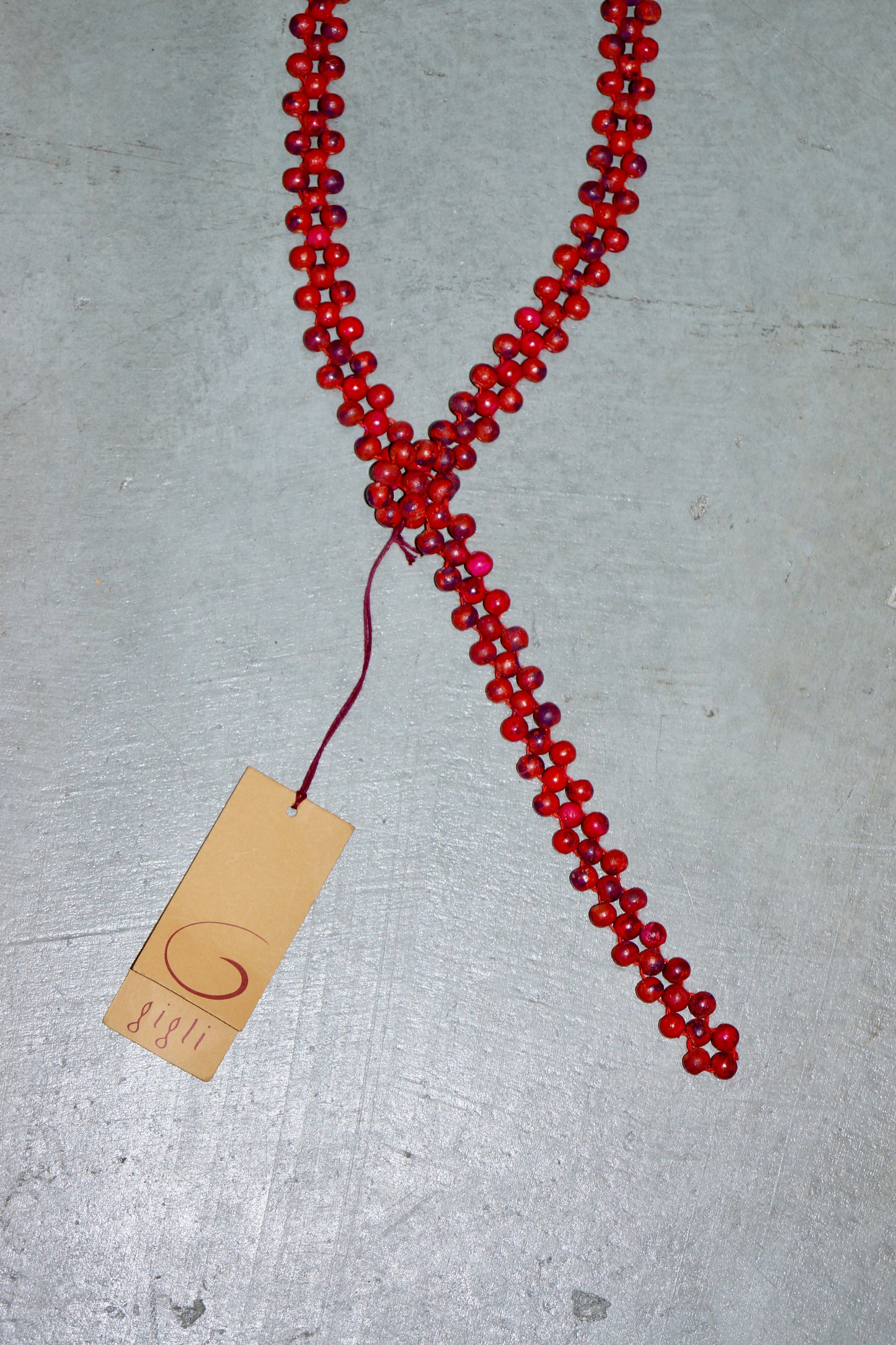 Romeo Gigli Red Wooden Bead Belt or Necklace