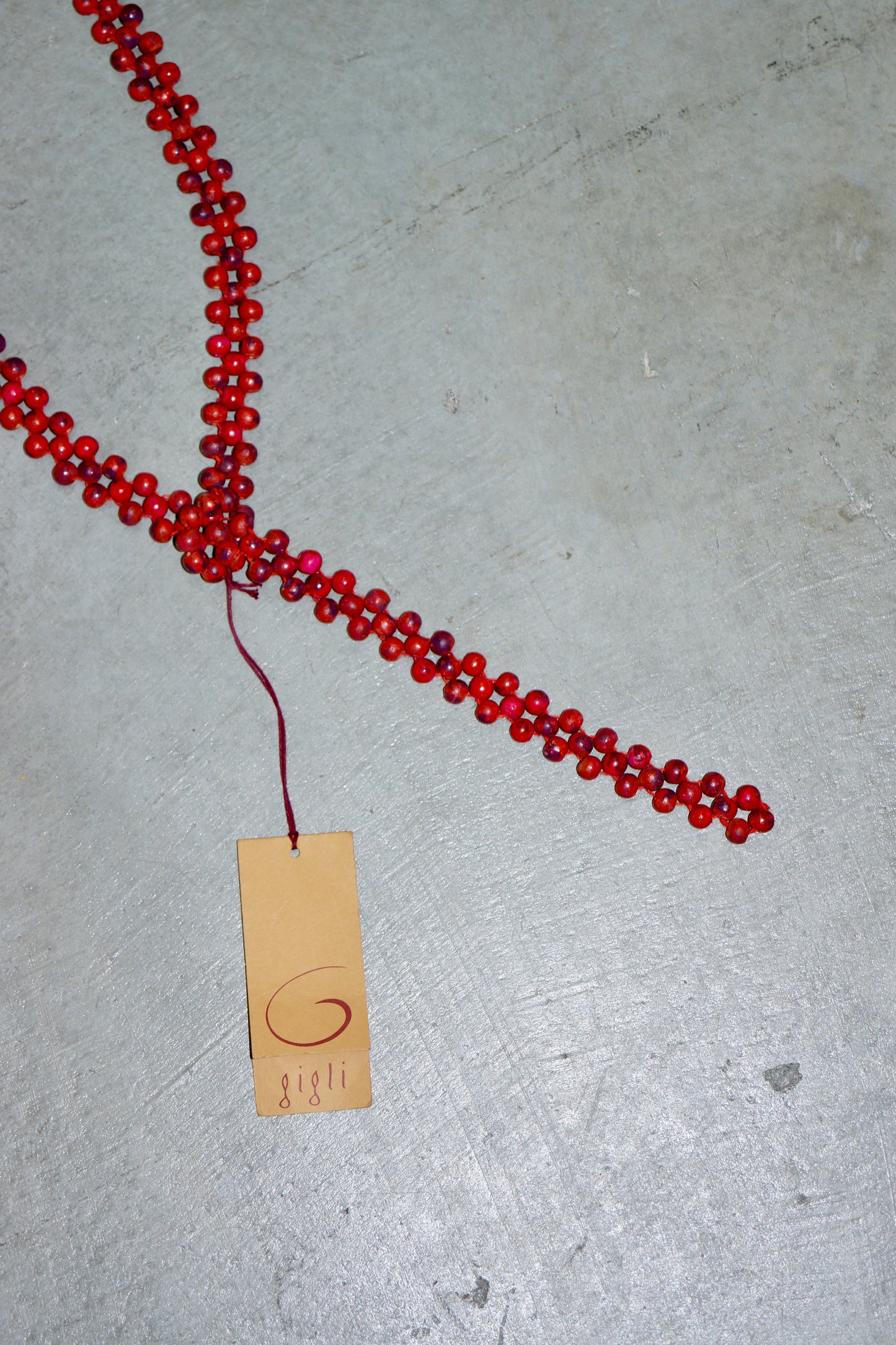 Romeo Gigli Red Wooden Bead Belt or Necklace