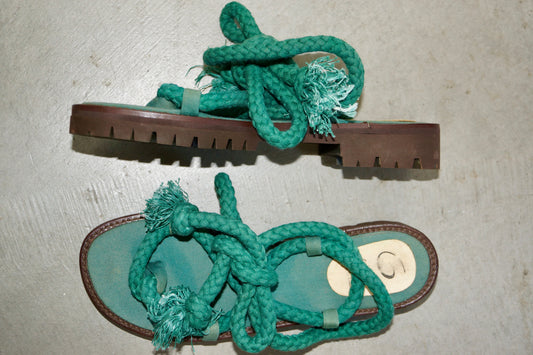 Romeo Gigli Green Rope Sandals