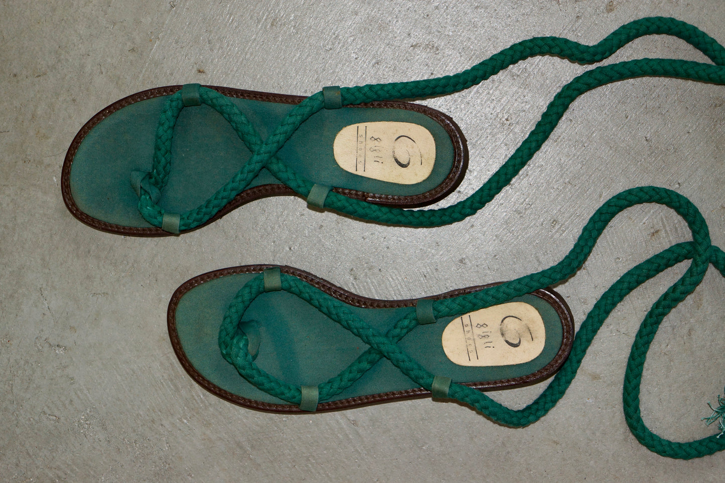 Romeo Gigli Green Rope Sandals