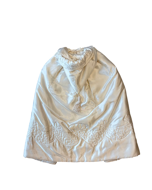 1940s Ivory Quilted Satin Cape