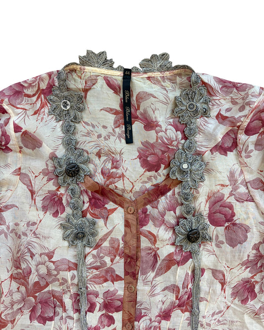 Bleu Blanc Rouge Floral Silk Blouse