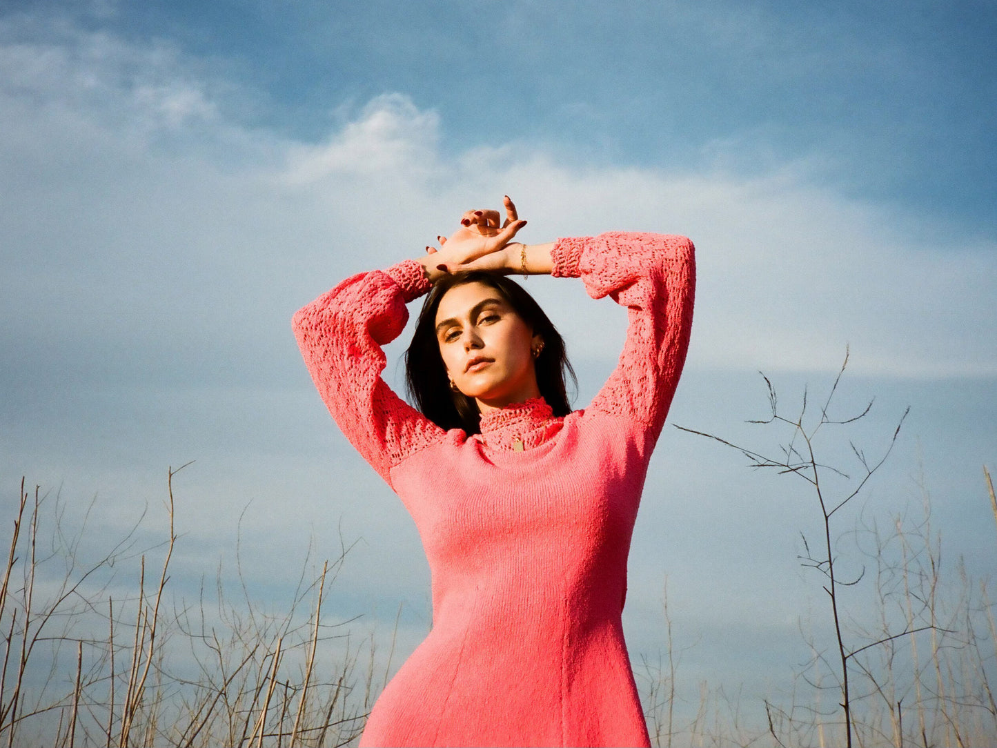 1970s Coral Pink Knit Dress