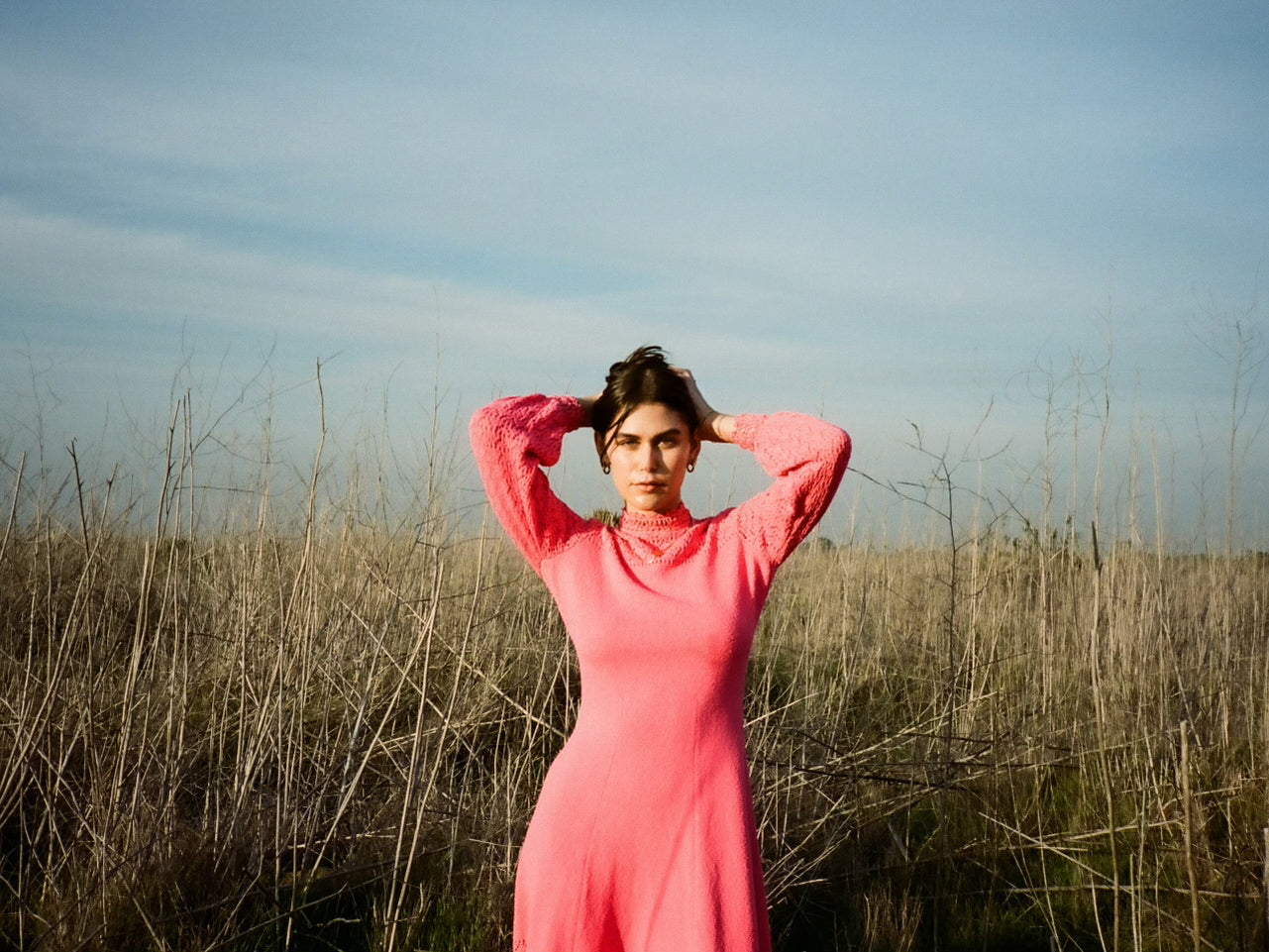1970s Coral Pink Knit Dress