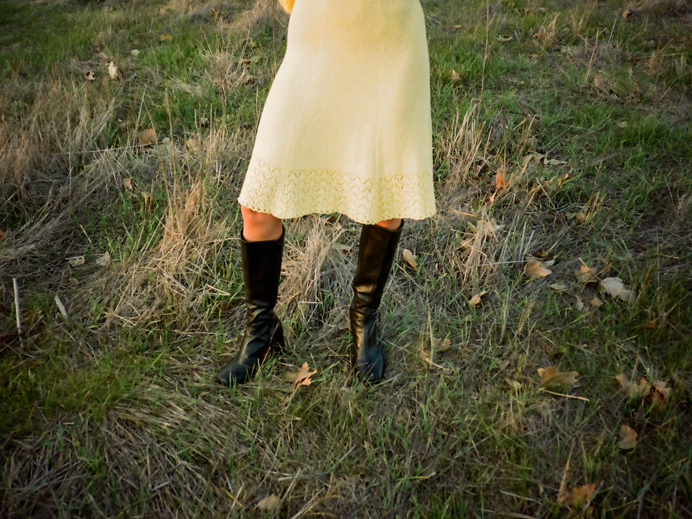 1970s Yellow Knit Dress