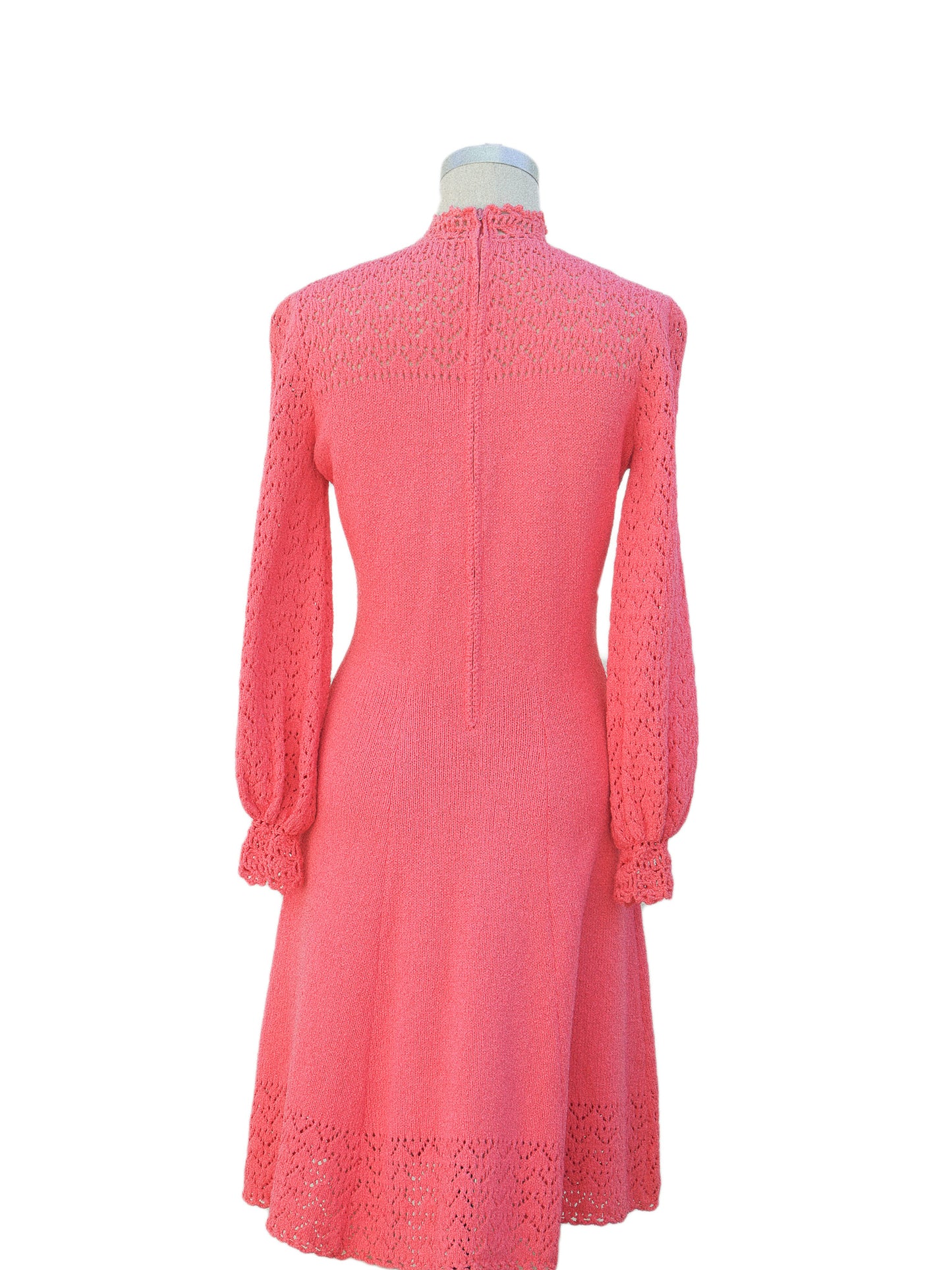 1970s Coral Pink Knit Dress