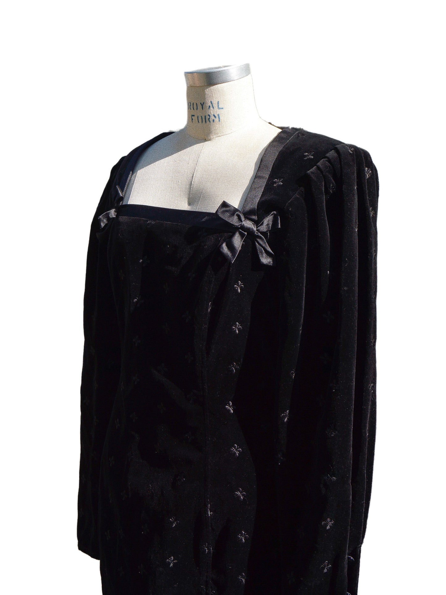 1990's Ungaro Long Sleeve Black Velvet Dress