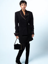 Load image into Gallery viewer, 1980&#39;s Lilli Ann of San Francisco Black Wool Skirt Suit With Abstract Lapel