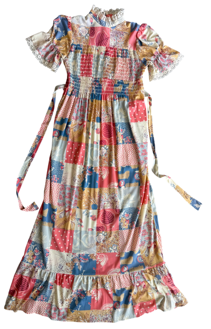 70's Patchwork Print Prairie Dress