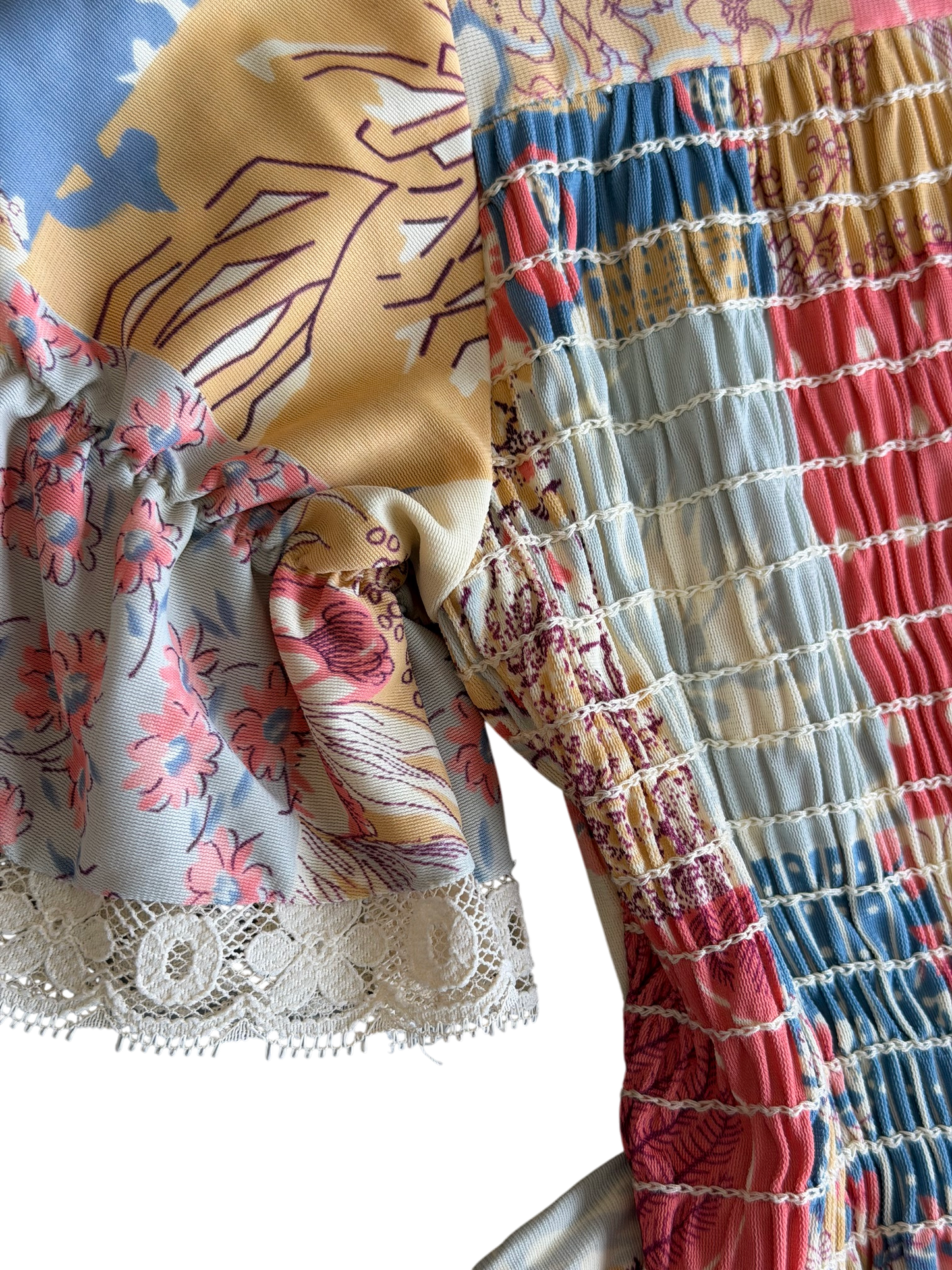 70's Patchwork Print Prairie Dress