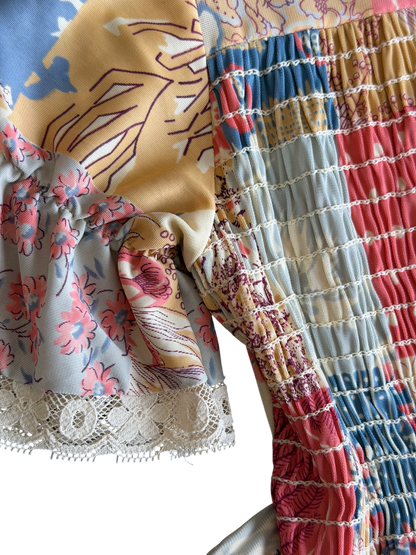 70's Patchwork Print Prairie Dress
