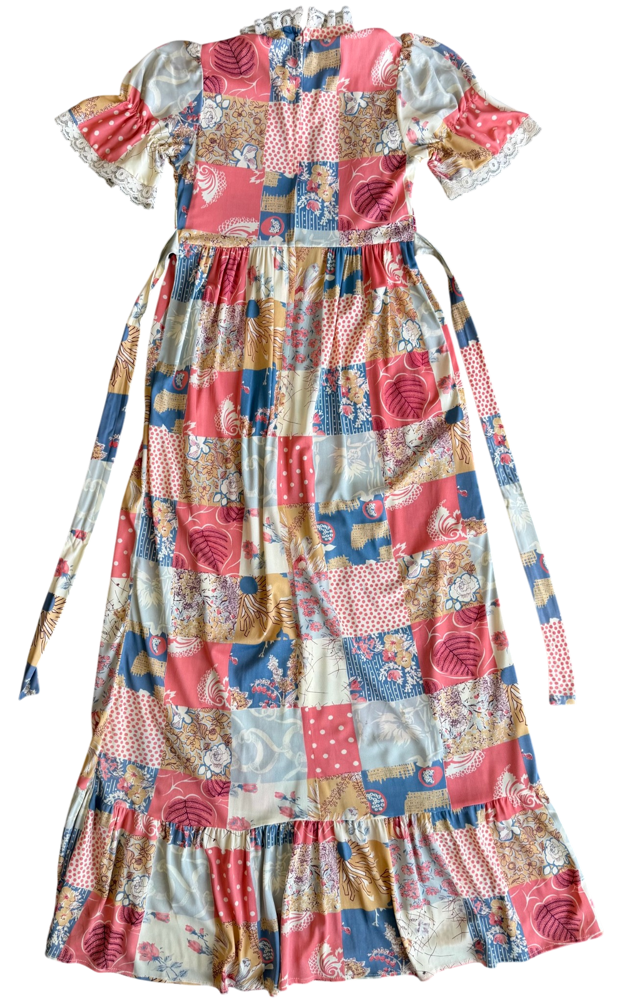 70's Patchwork Print Prairie Dress