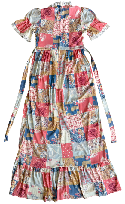 70's Patchwork Print Prairie Dress
