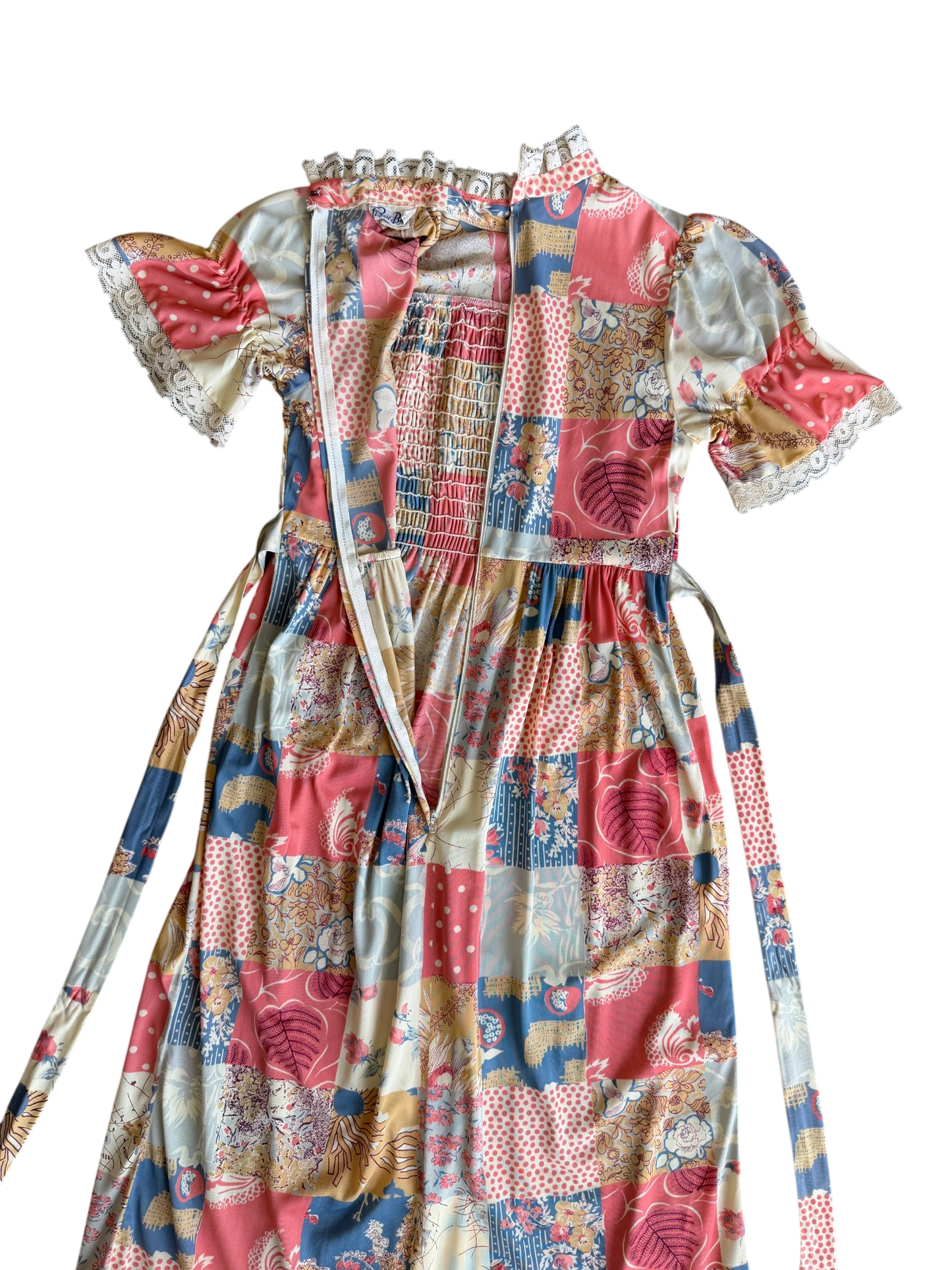 70's Patchwork Print Prairie Dress