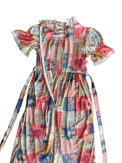 70's Patchwork Print Prairie Dress