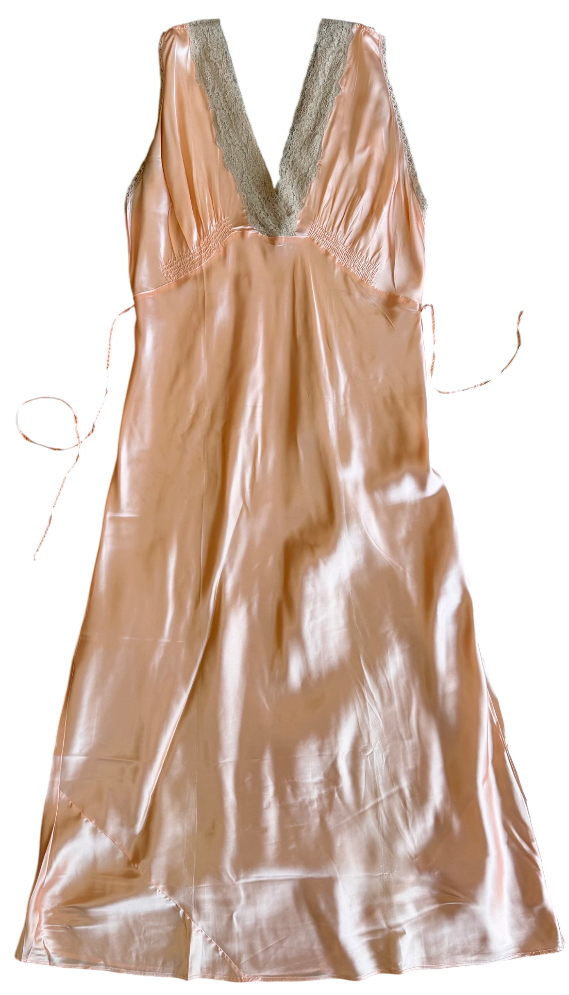 1930's Peach Satin Slip Dress