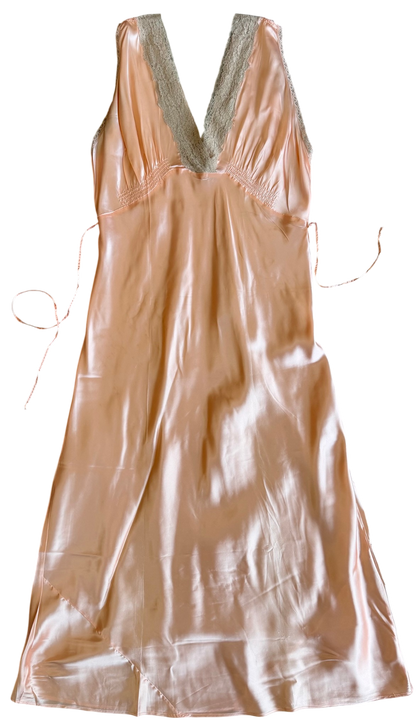 1930's Peach Satin Slip Dress