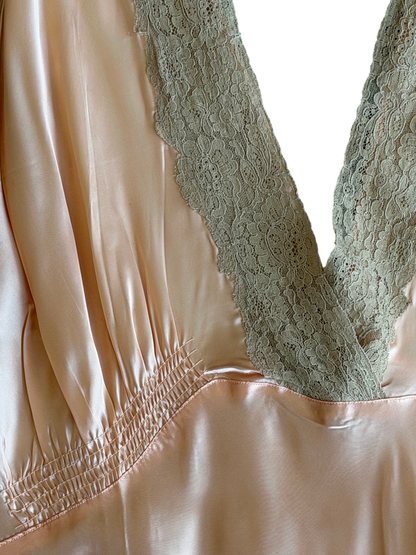 1930's Peach Satin Slip Dress