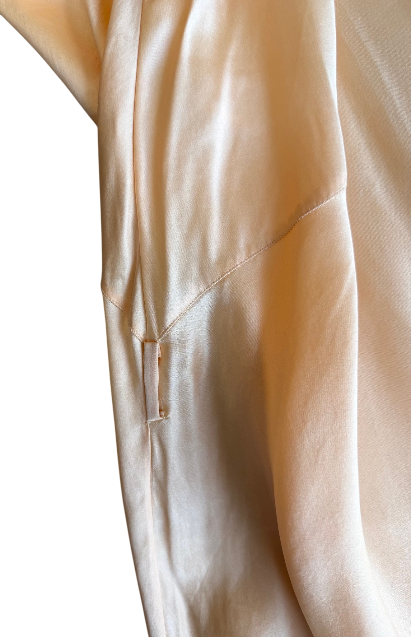 Vintage Peach Satin Slip Dress with Embroidery