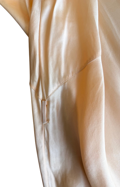 Vintage Peach Satin Slip Dress with Embroidery