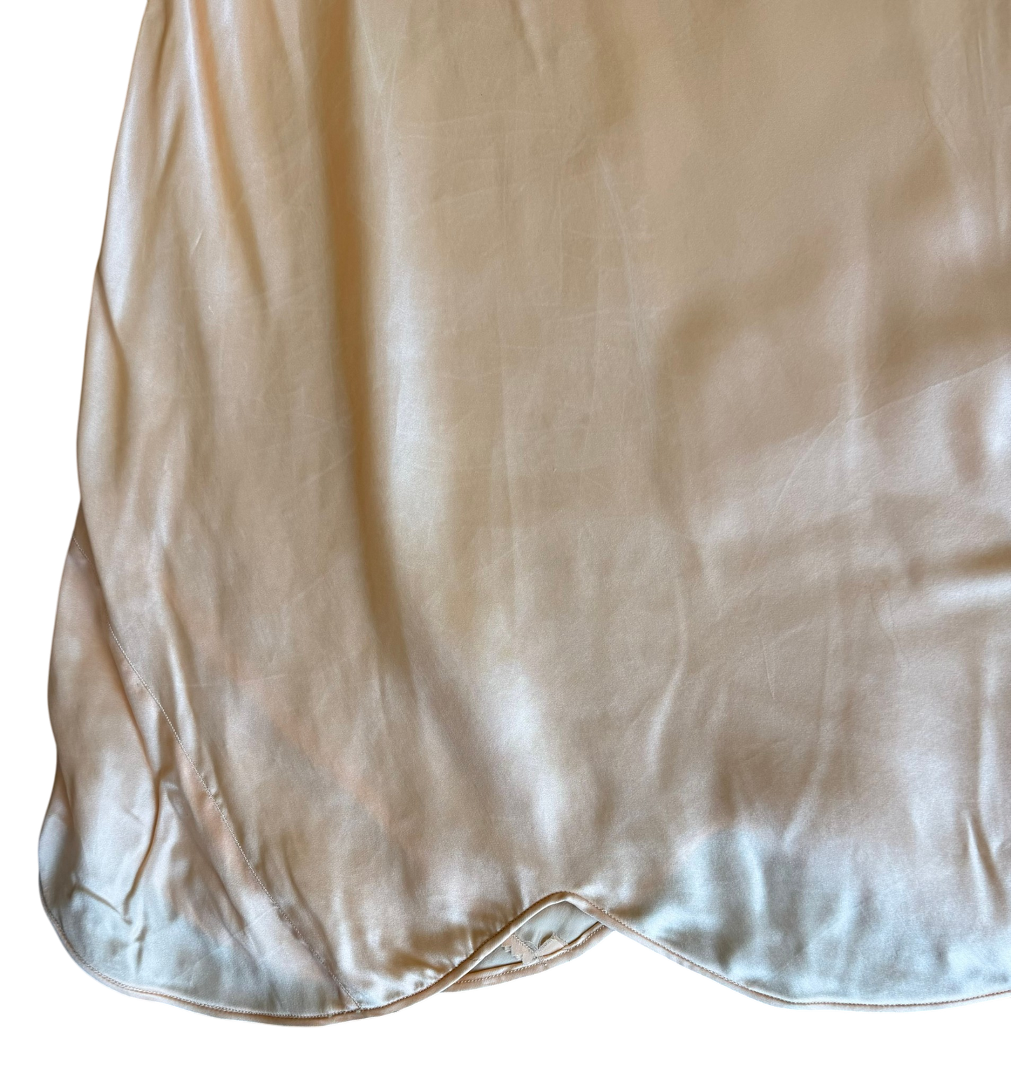 Vintage Peach Satin Slip Dress with Embroidery