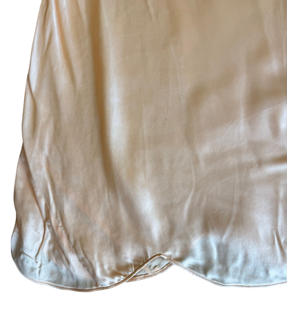 Vintage Peach Satin Slip Dress with Embroidery