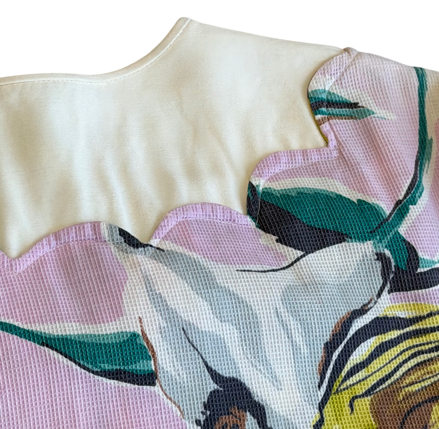 1970's Floral Pink Puff Sleeve Dress