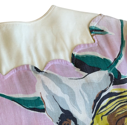 1970's Floral Pink Puff Sleeve Dress