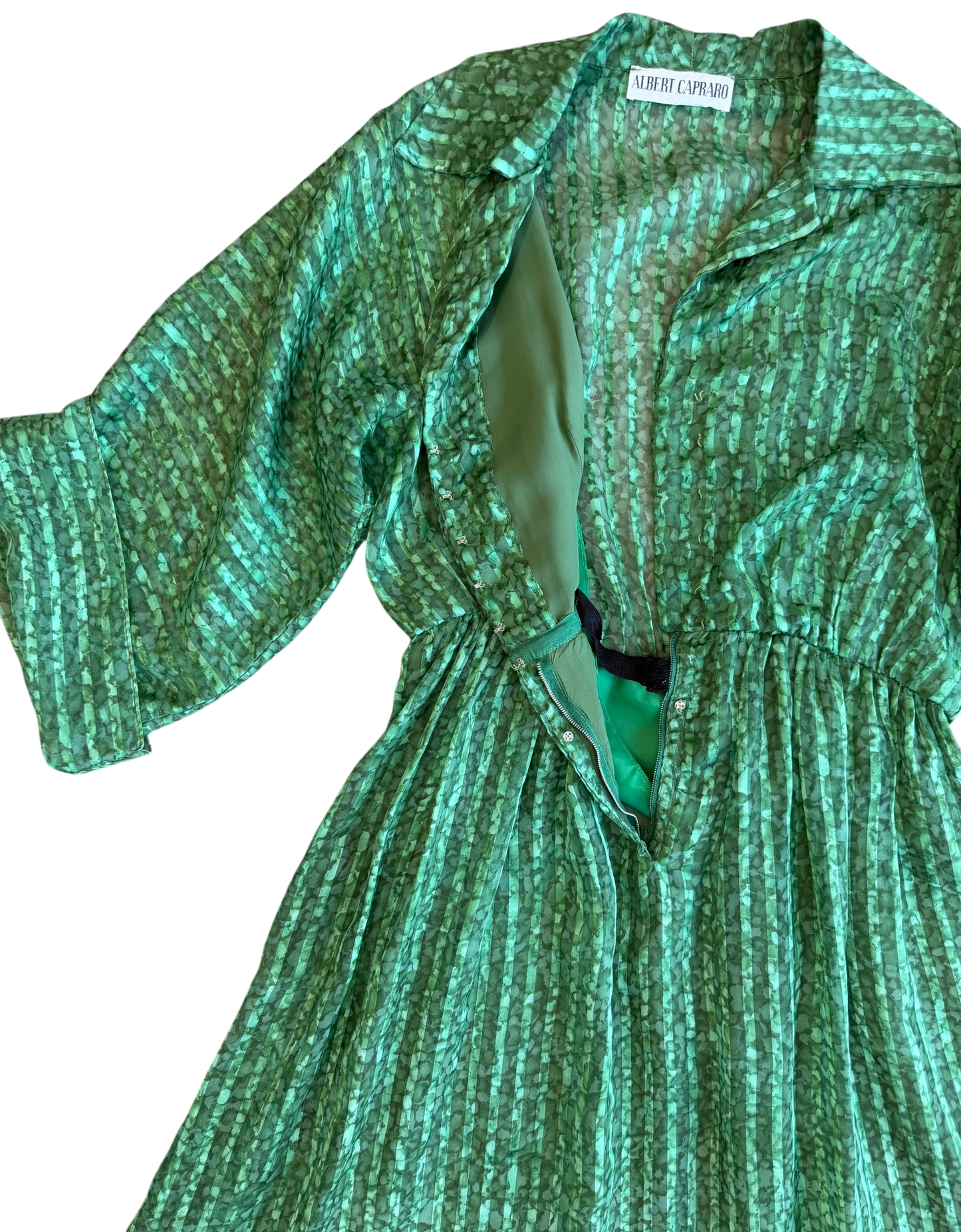 1970's Albert Capraro Green Dress
