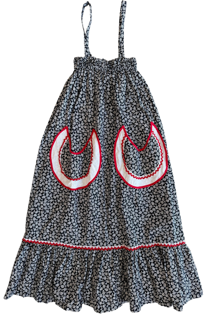 70's Black and White Dress Skirt with Red Pockets