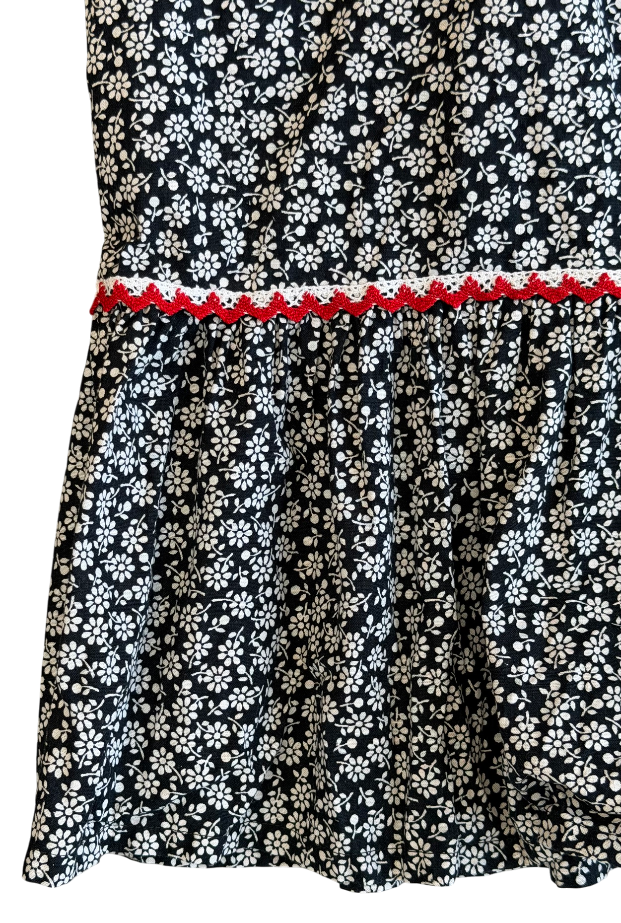 70's Black and White Dress Skirt with Red Pockets