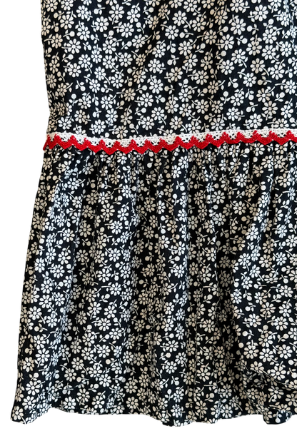 70's Black and White Dress Skirt with Red Pockets