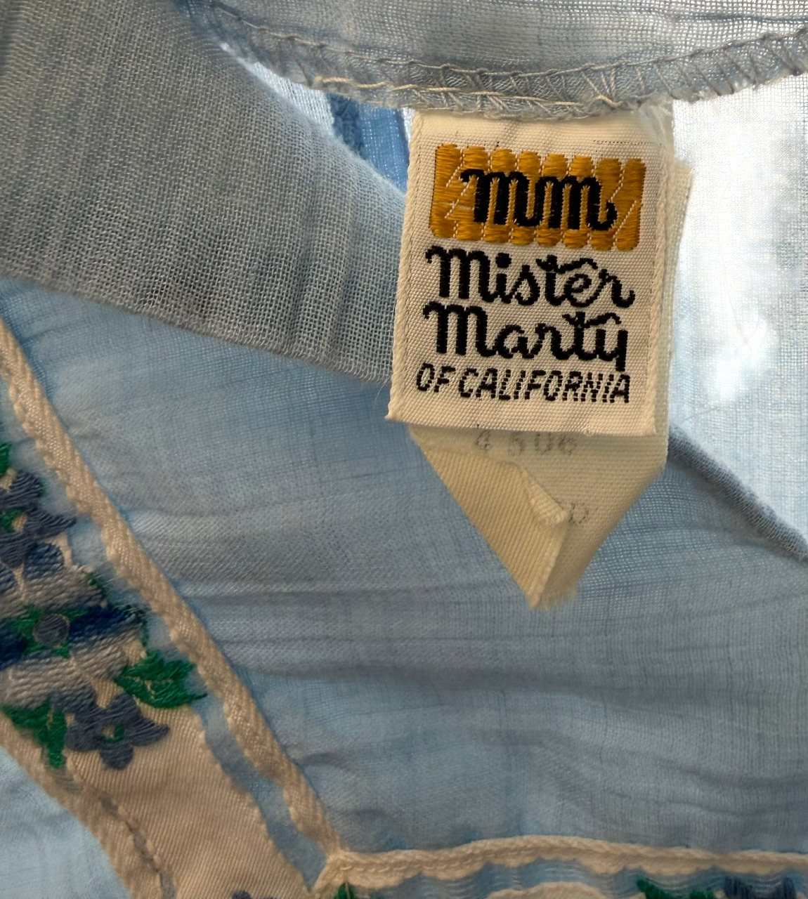 1970's Mister Marty Blue Long Sleeve Top