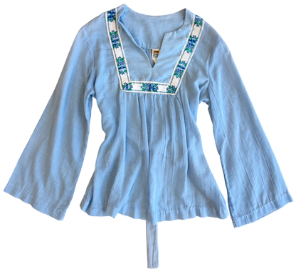 1970's Mister Marty Blue Long Sleeve Top